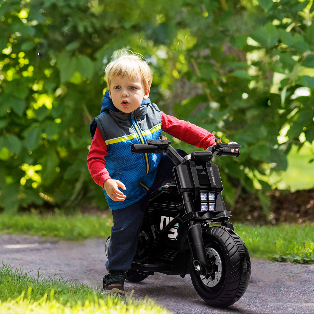 6V Kids Electric Motorbike with Training Wheels - Safe Ride for Ages 3-5 (Black)