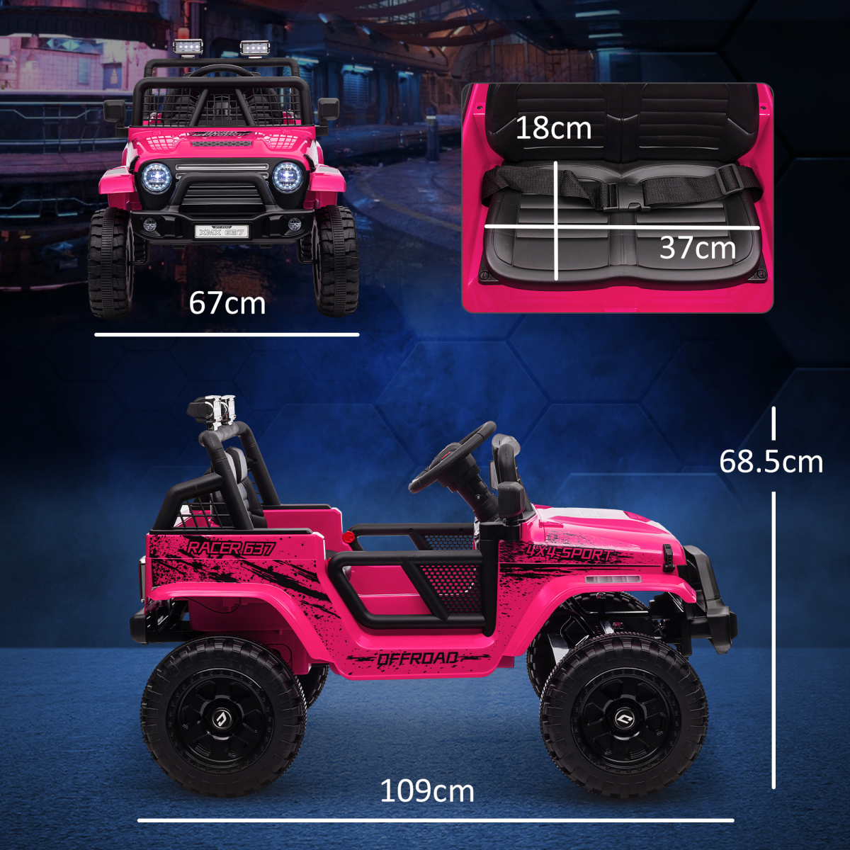 AIYAPLAY 12V Kids Ride-On Truck with Suspension - Pink, Dual Motors