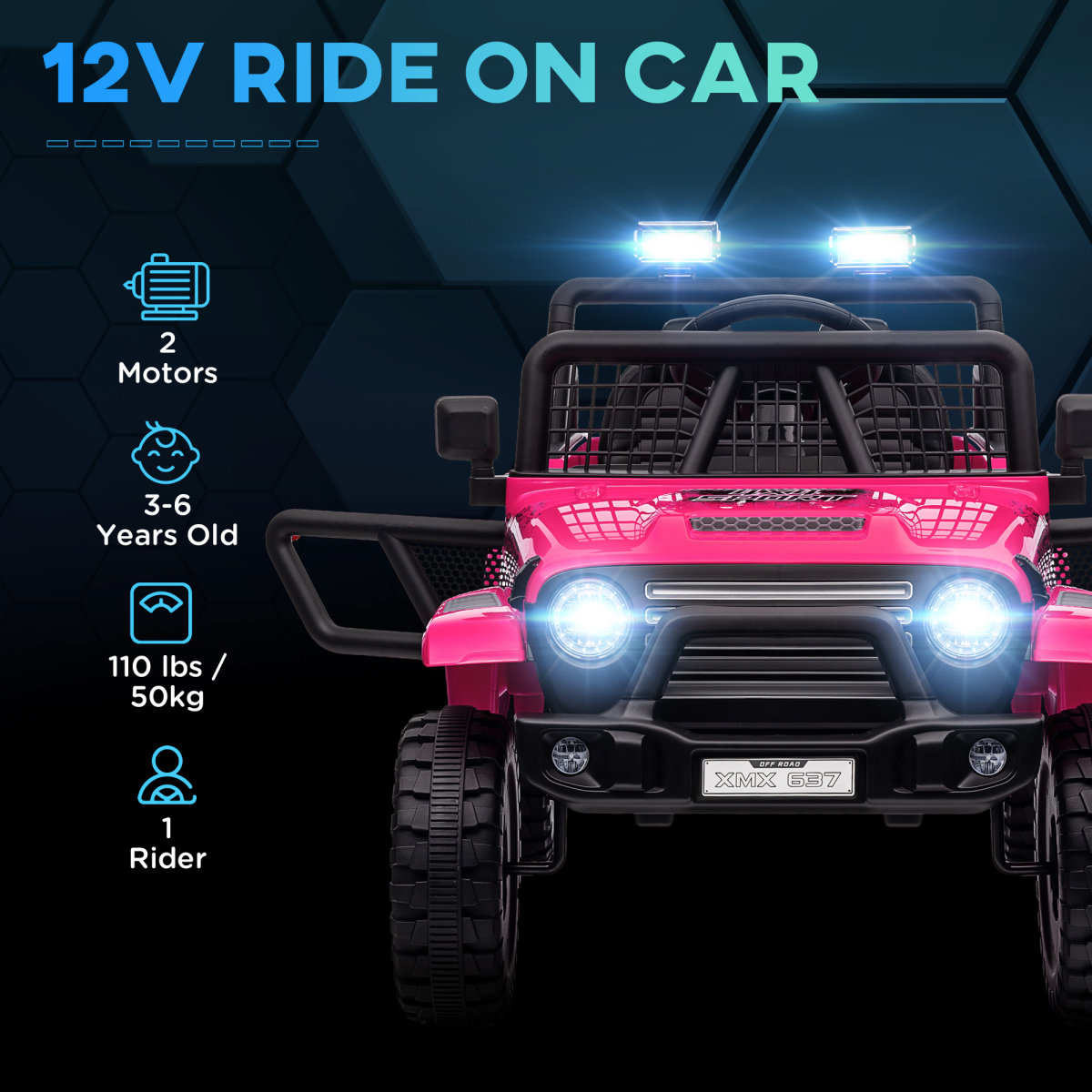 AIYAPLAY 12V Kids Ride-On Truck with Suspension - Pink, Dual Motors