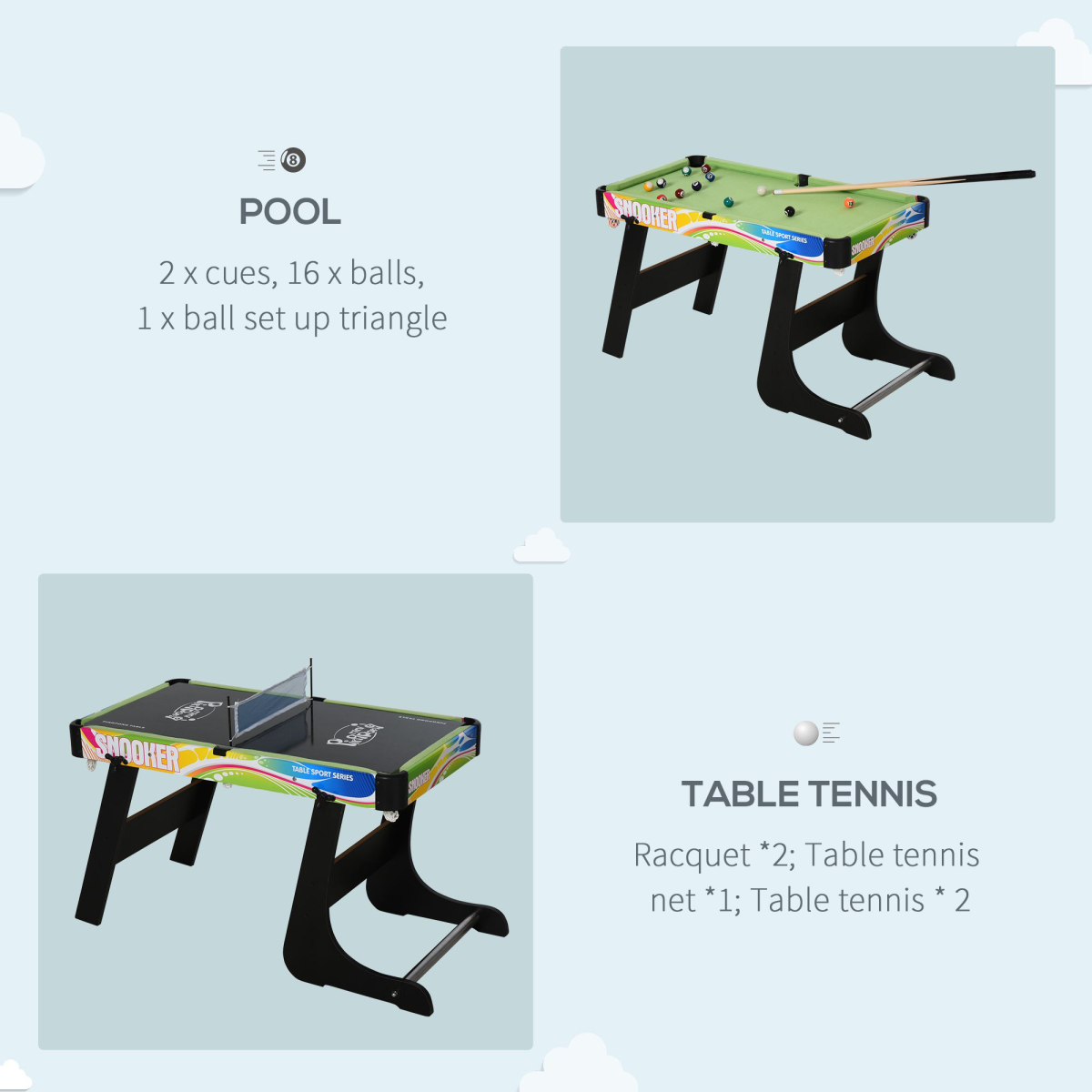 4-in-1 Foldable Game Table Hockey, Foosball, Table Tennis & Pool