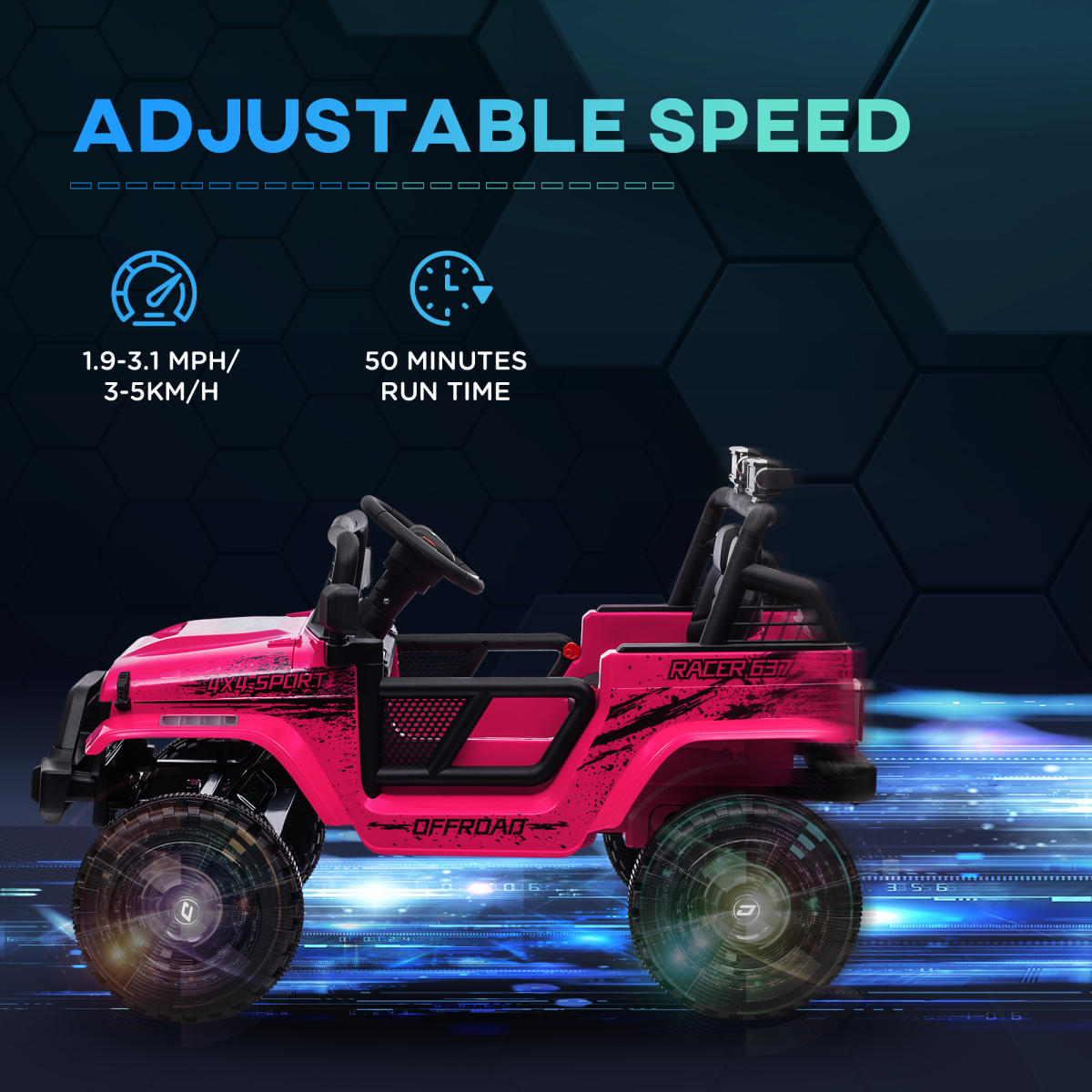 AIYAPLAY 12V Kids Ride-On Truck with Suspension - Pink, Dual Motors