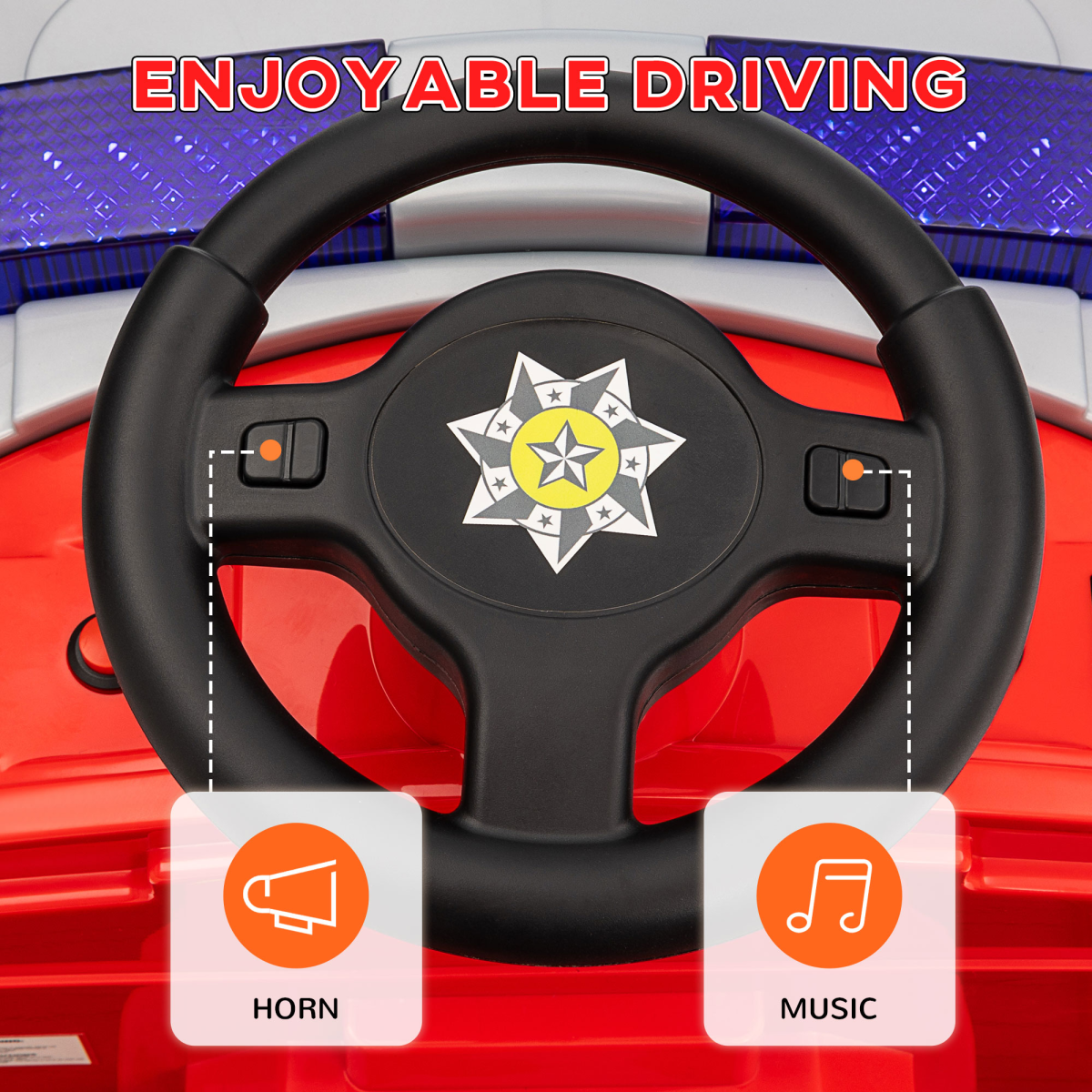 AIYAPLAY 12V Ride-On Fire Engine with Siren & Flashing Lights