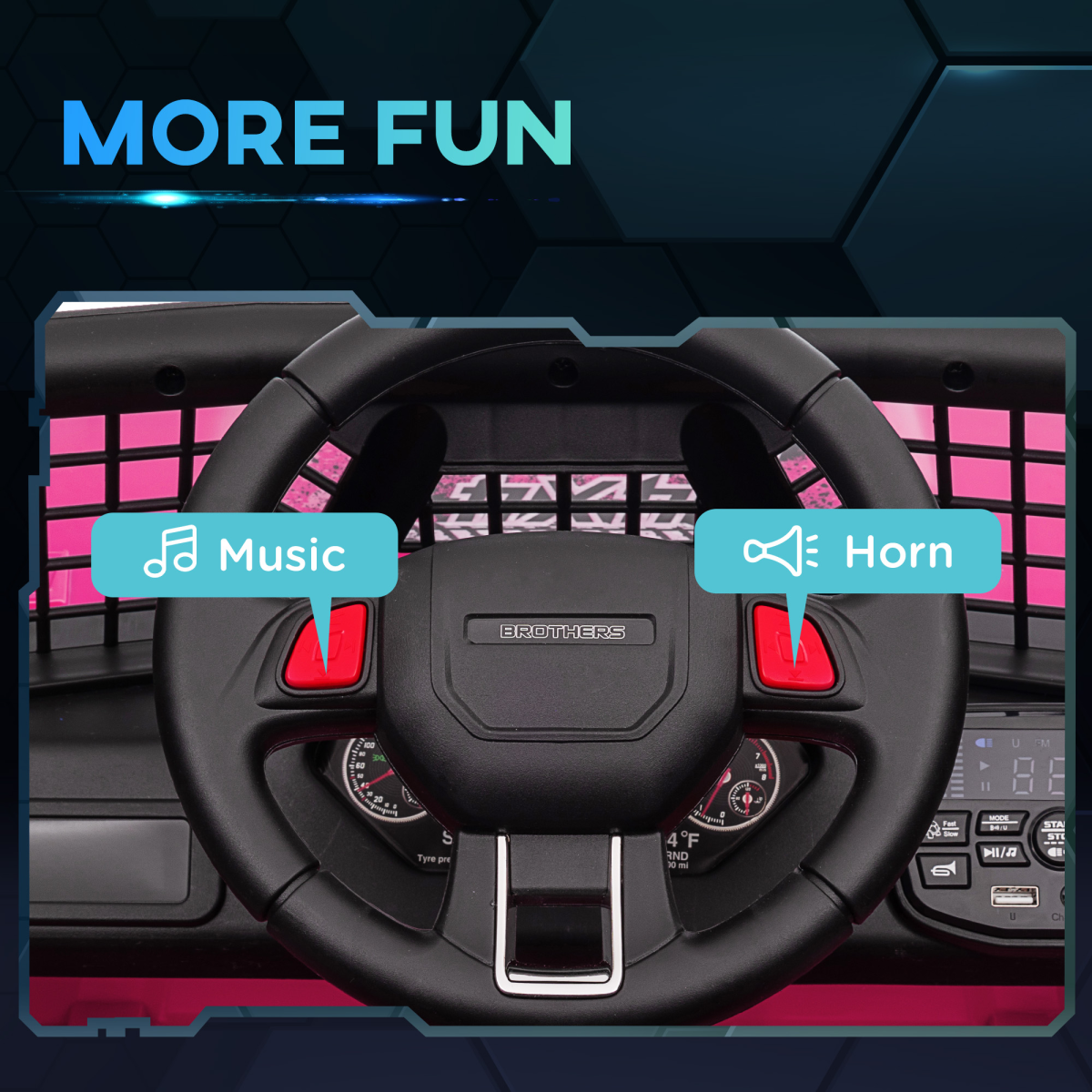 AIYAPLAY 12V Kids Ride-On Truck with Suspension - Pink, Dual Motors