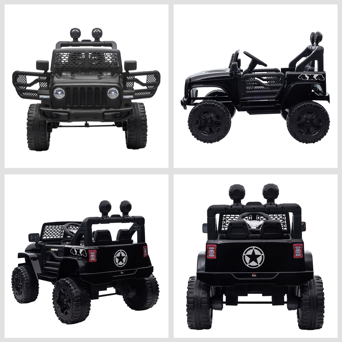 12V Off-Road Kids Electric Ride-On Car with Remote Control – Black