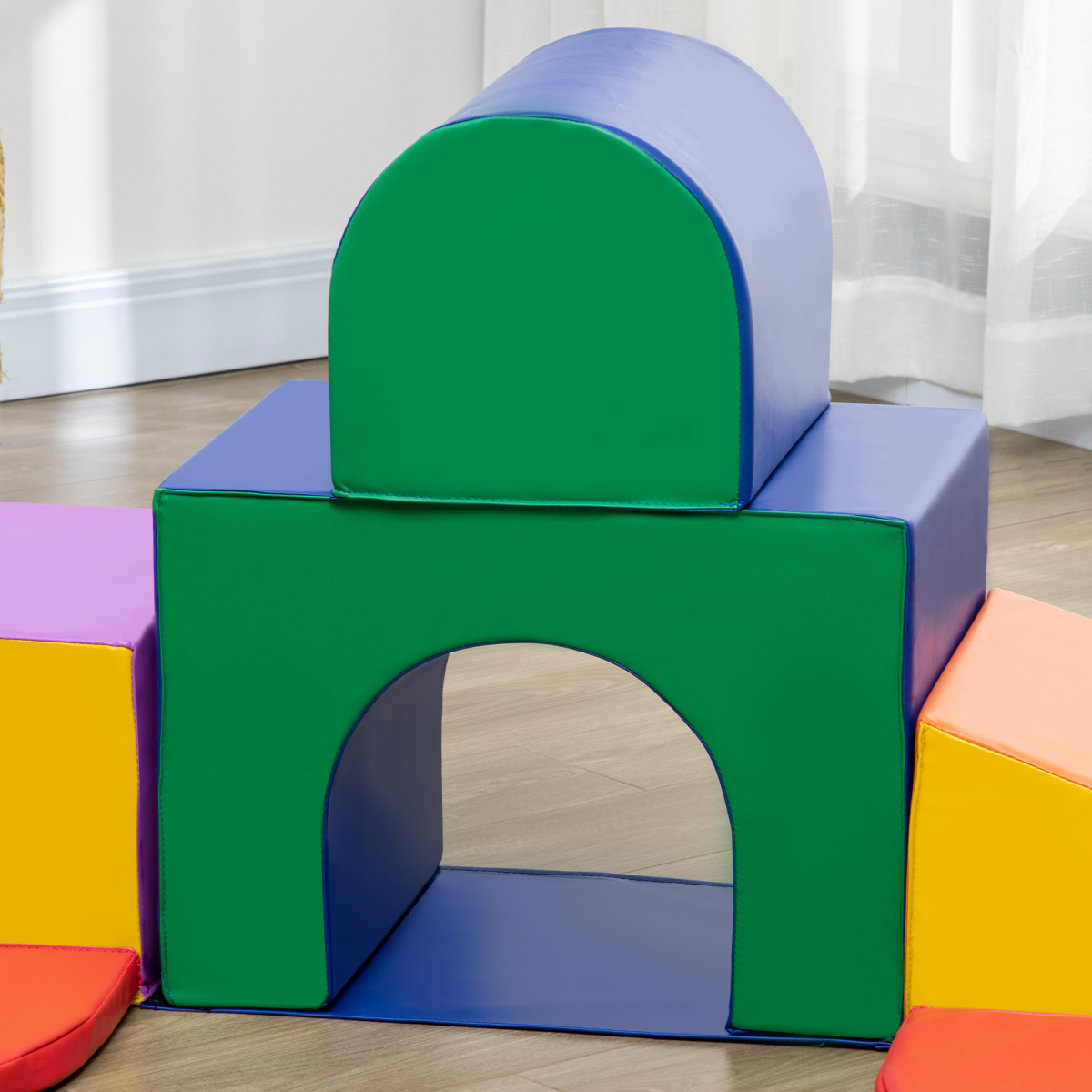 HOMCOM 7-Piece Foam Soft Play Set for Toddlers - Climbers & Blocks