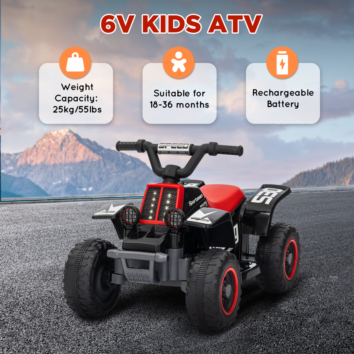 AIYAPLAY 6V Kids' Electric Quad Bike with Forward & Backward