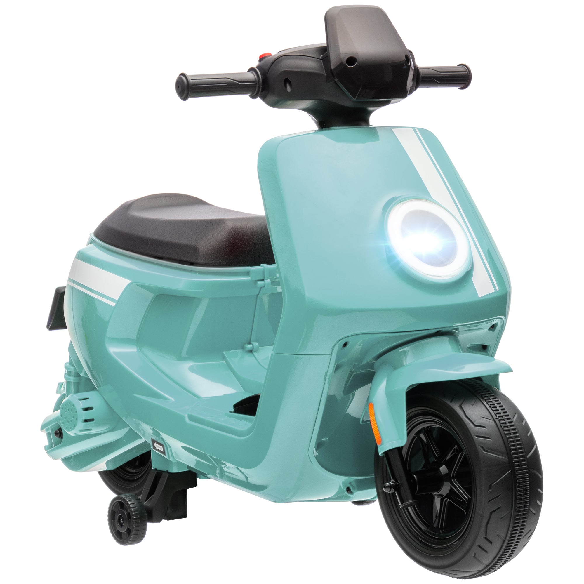 AIYAPLAY 6V Kids Electric Motorbike with Headlights, Music & Training Wheels