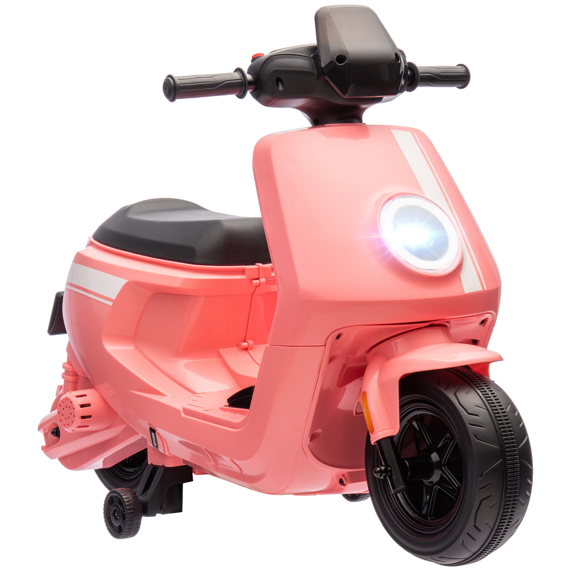 AIYAPLAY 6V Kids Electric Motorbike with Headlights, Music & Training Wheels