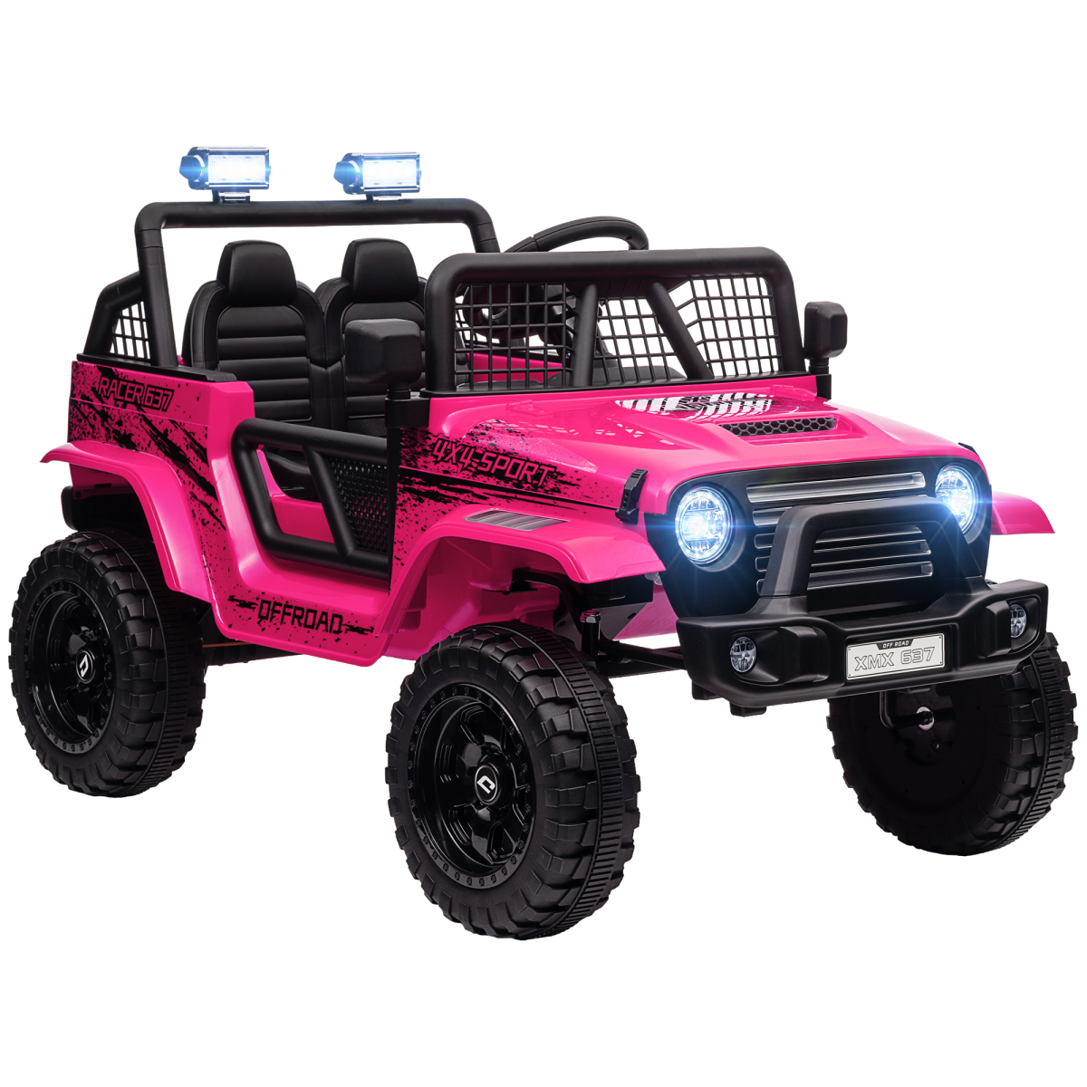 AIYAPLAY 12V Kids Ride-On Truck with Suspension - Pink, Dual Motors