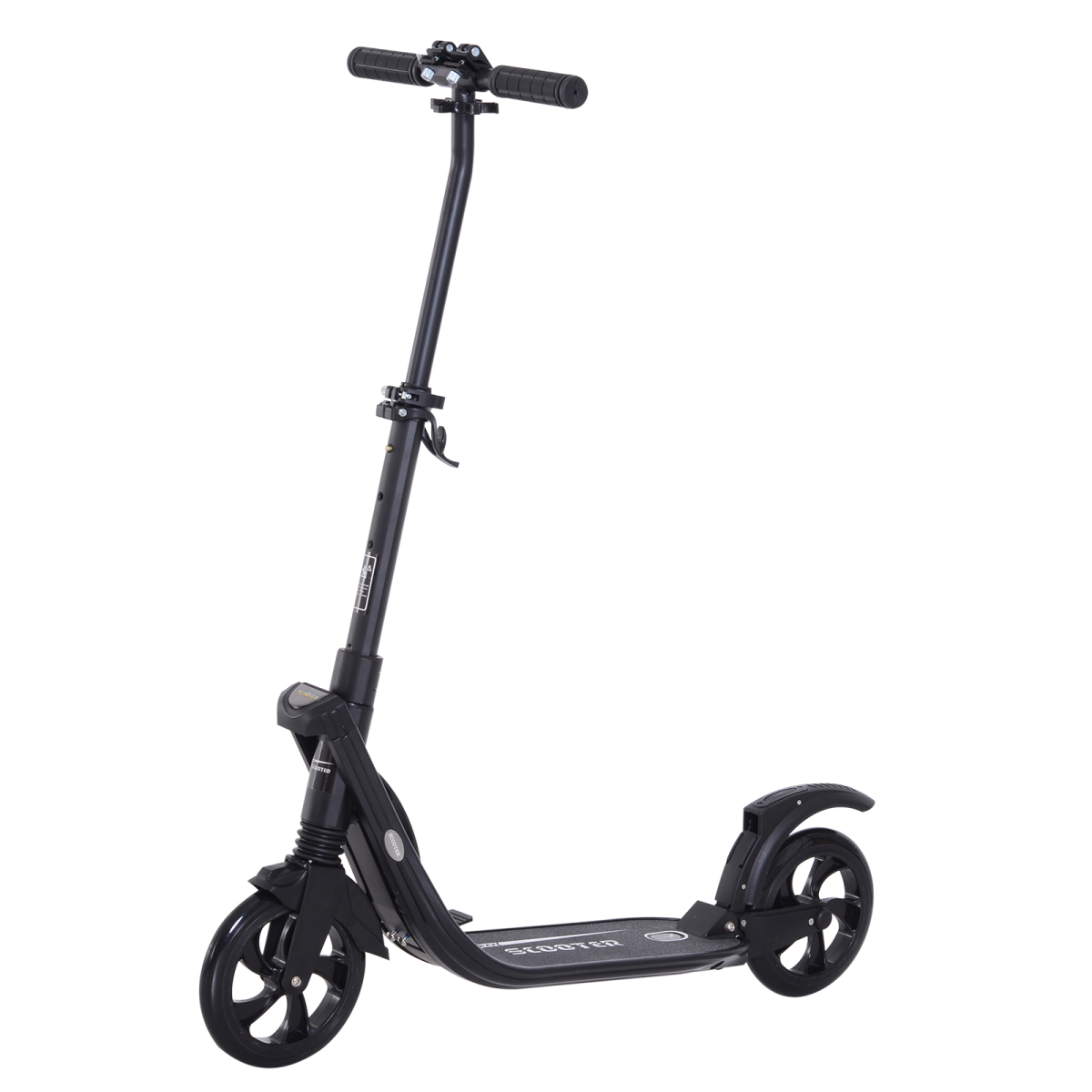 HOMCOM Folding Kick Scooter - Adjustable 95-105cm, Dual Big Wheels
