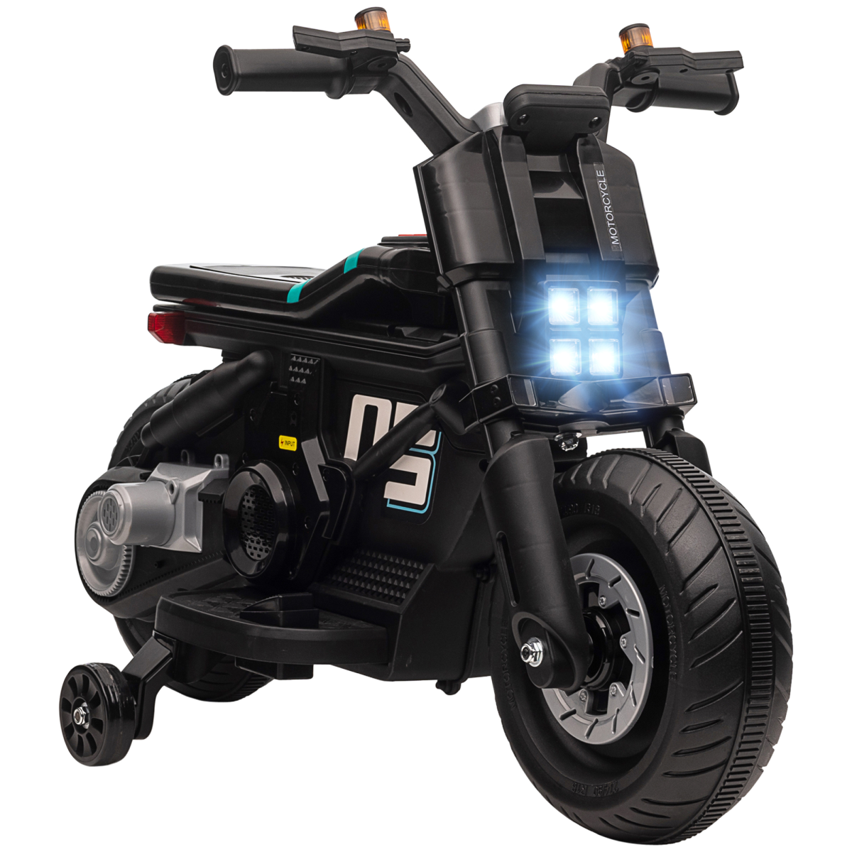 6V Kids Electric Motorbike with Training Wheels - Safe Ride for Ages 3-5 (Black)