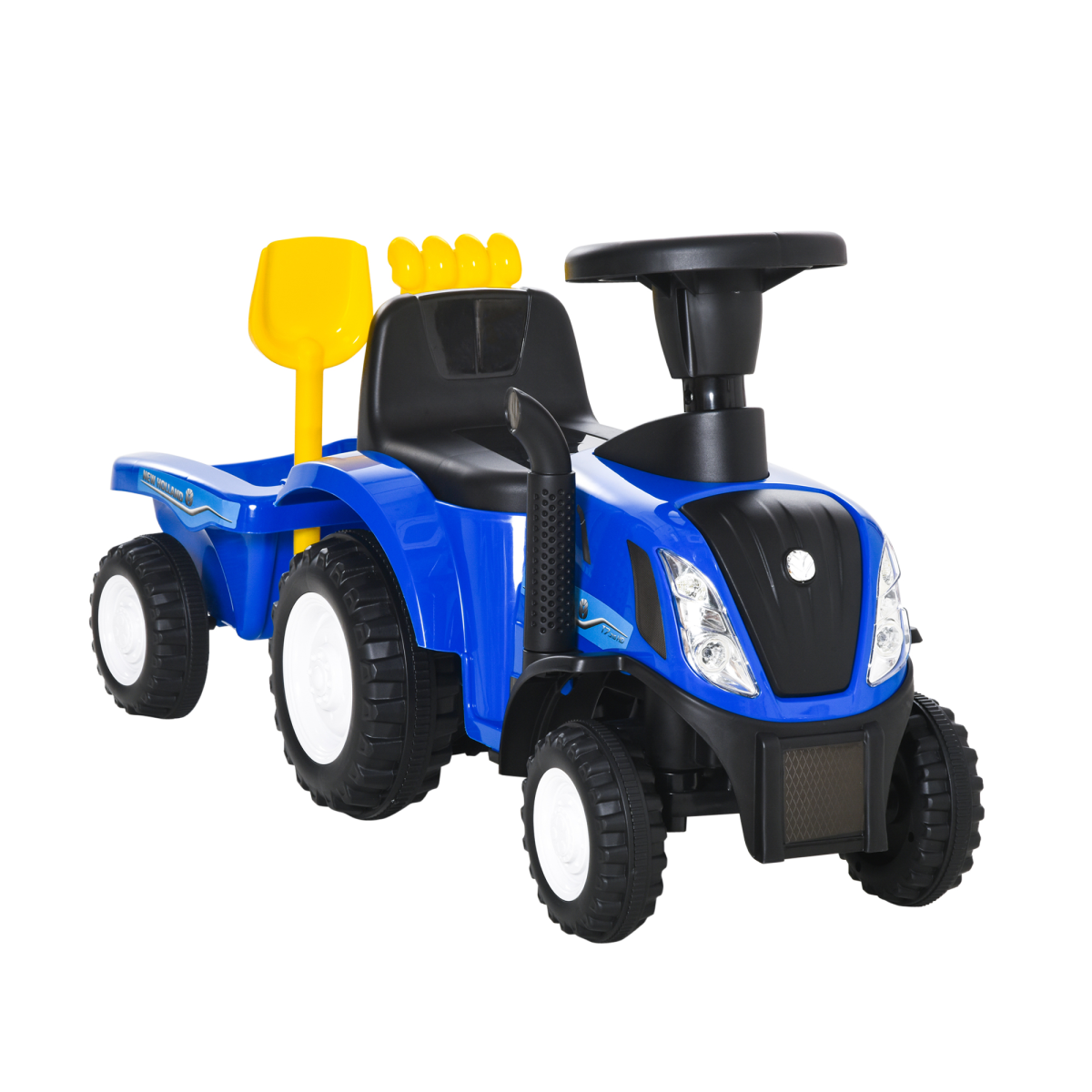 Blue HOMCOM Ride-On Tractor Walker for Toddlers 12-36 Months Foot-To-Floor